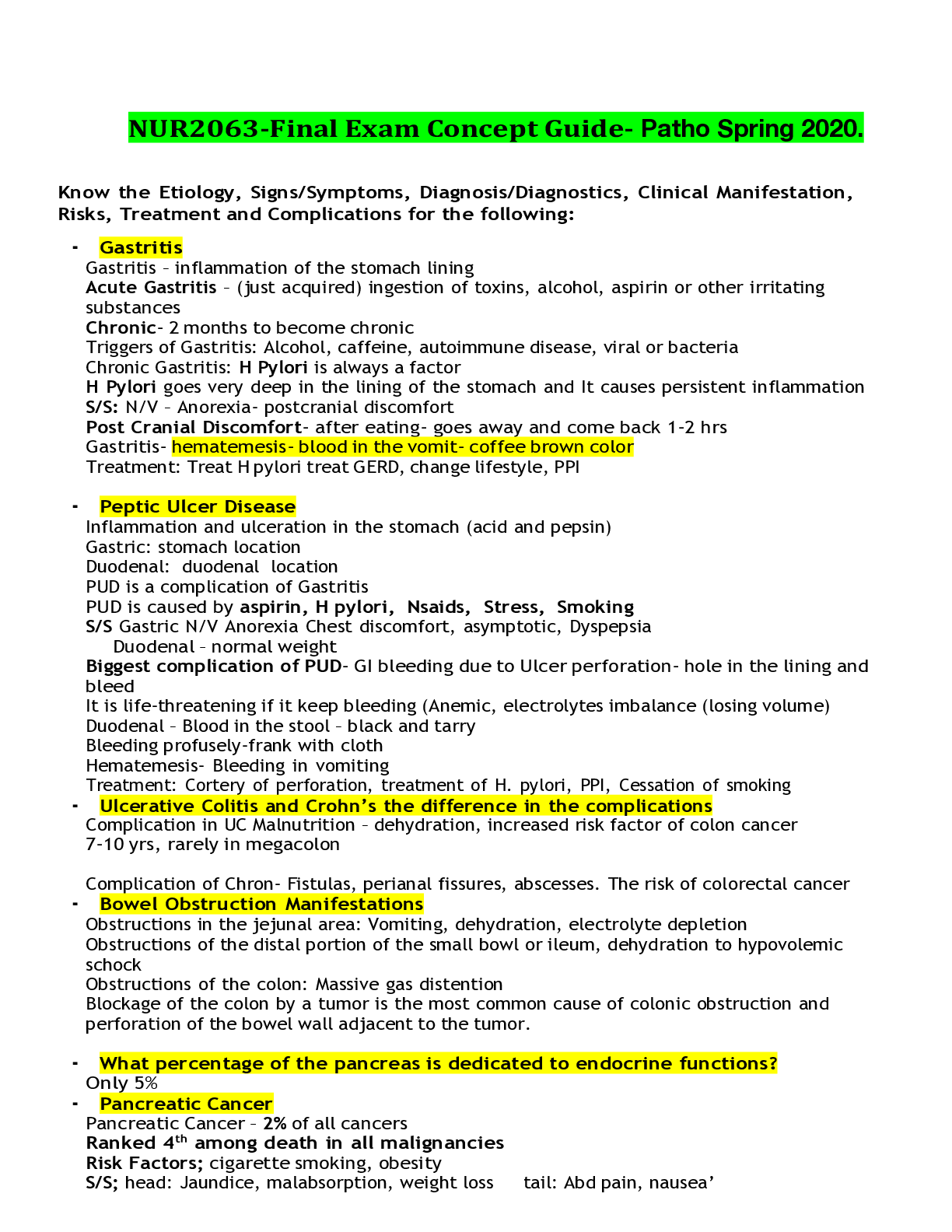 Preview image of NUR2063-Final Exam Concept Guide- Patho Spring 2020..pdf document